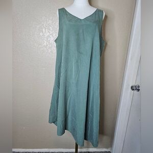 EILEEN FISHER Sleeveless Asymmetrical Dress XL Green